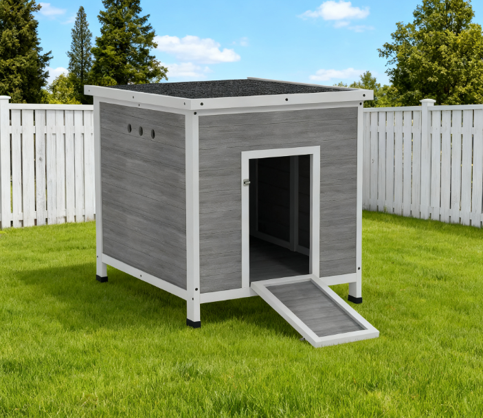 Wooden Duck House with Openable Roof Cage, Removable Floor, Double Doors, 25" x 32" x 30"