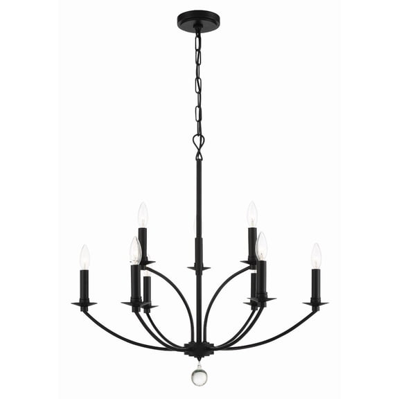 MIL-8009-BK Crystorama Lighting Mila - 9 Light Chandelier-29 Inches Tall and 28 Inches Wide     -Traditional Installation