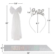 FGY Bachelorette Party Decoration Kit Bride-to-Be Sash, Bow Bridal Veil, and Bride Tiara Included (Silver)