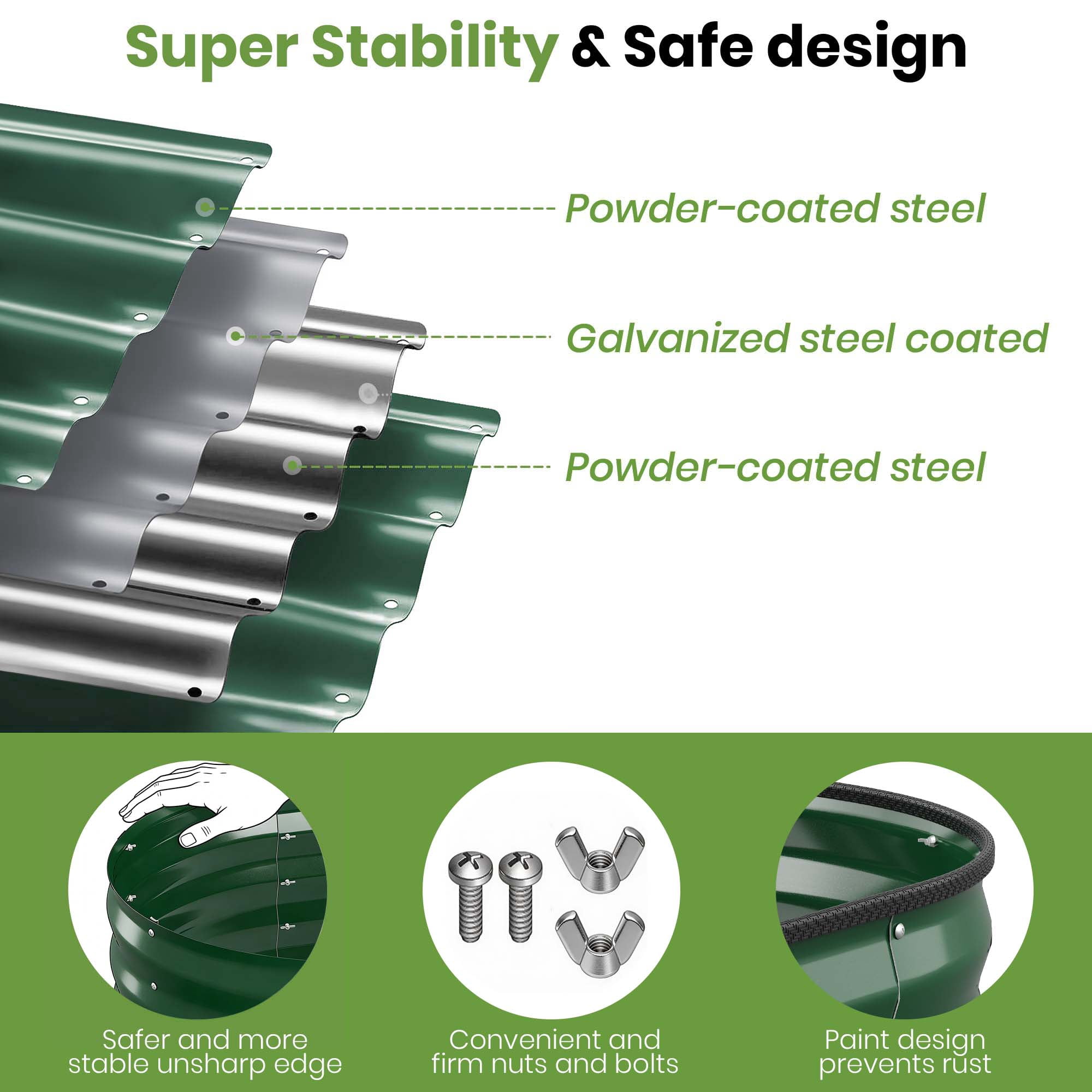 GVDV Galvanized Raised Garden Bed Outdoor, 4x2x1ft Backyard Oval Metal Planter Box with Easy Assembly, for Gardening Vegetables, Fruits, Flowers - Green