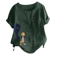 thumbnail image 2 of LOVZFMLL Women's Summer Tops Fashion Summer Round Neck Leisure Short Sleeve Printed Buttons Tops, 2 of 5