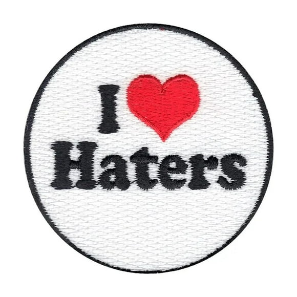 I Love Haters Patch Round Heart Iron On Embroidered