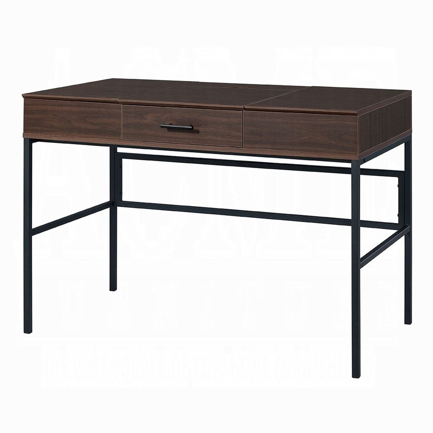 Writing Desk with Built-In USB Port and Plug, 1 Storage Drawer, 3/4 Extension Glide, Rectangular Industrial Office Desk, 42 in