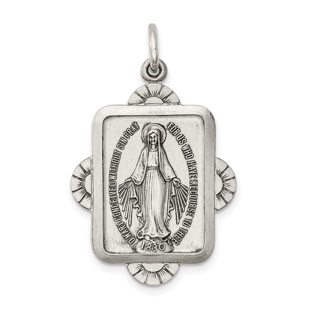 925 Sterling Silver Vintage Our Lady Of Miraculous Medal Blessed Virgin ...