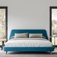 thumbnail image 6 of Omax Decor Henry Wood and Fabric Upholstered King Platform Bed in Blue, 6 of 6