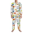 thumbnail image 3 of Logiee Summer Animal Print Mens Long Sleeve Pajama Set,Notched Collar Pajamas for Men, Men's Sleepwear,Mens Sleepwear with Pockets & Button Down-X-Large, 3 of 7