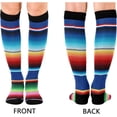 thumbnail image 2 of FREEAMG Mexican Serape Blanket Stripes Compression Socks Women Men Knee High Stockings for Sports,Running,Travel 2Pair, 2 of 7
