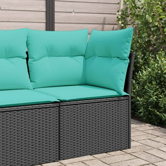 vidaXL Garden Sofa Black PE Rattan Medium Modular Garden Sofa Square