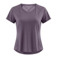 thumbnail image 6 of Yuanlong Womens T-Shirts Short Sleeve Yoga Top Crew Neck Back Crisscross Mesh Breathable Athletic Workout Stylish Casual Tee Top, 6 of 7