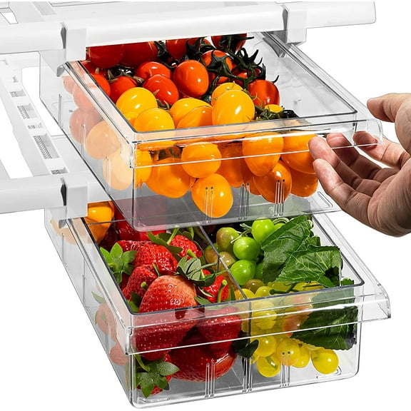 Sorbus Pull Out Fridge Drawer - Attachable Deli Drawer - Adjustable Refrigerator Storage Bin - Clear Plastic Kitchen Accessories