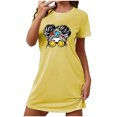 thumbnail image 2 of Sakmal Lounge Nightgowns for Women Cozy Cloud-Like Yellow Loose Night dress Short Short Sleeve Cartoon Print Crew Neck Nightgowns S-2XL, 2 of 5
