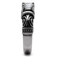 thumbnail image 5 of Womens Silver Rings High polished (no plating) Stainless Steel Ring with AAA Grade CZ in Clear TK082, 5 of 5
