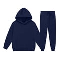 thumbnail image 5 of Mooqilaa Boys Athletic Outfit Sets, 2 Piece Long Sleeve Fleece-lined Casual Boys' Activewear Clothing Sets Navy Size 7-8 T, 5 of 6