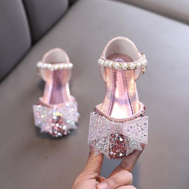CHAOLEI Spring And Autumn Korean Edition Girls' Little Medium And Big Princess Casual Single Shoes Performance Shoes Little Girls' Leather Shoes -Pink,2-2.5Years