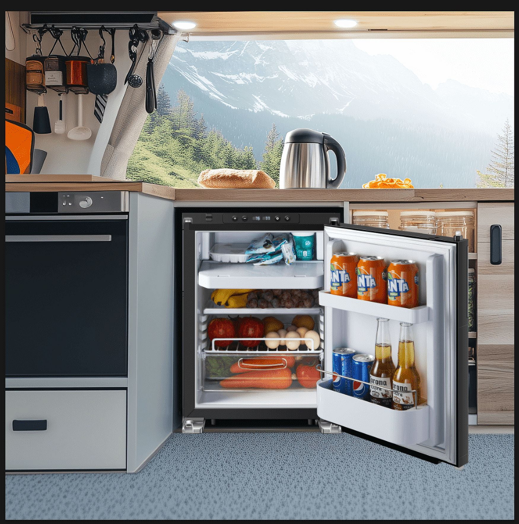 Aobosi Upgraded 12 Volt Car Refrigerator, 50L(1.76cu.ft) RV Fridge and Freezer, RV Refrigerator APP Control with Lock, (-4℉-46℉) Fridge Freezer 12/24V DC for Truck, RV, Camping, Travel