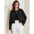 thumbnail image 2 of DARING DIVA Women's Cropped Button Down Work Business Tweed Blazers S Black, 2 of 6