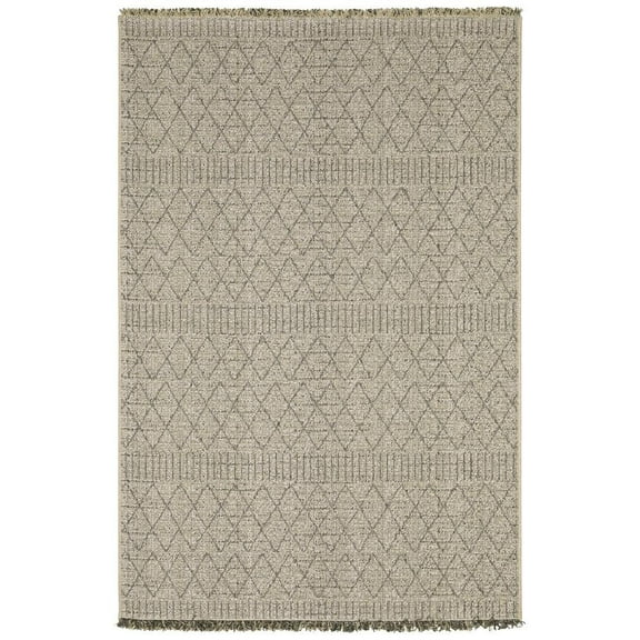 Oriental Weavers Gillian Indoor/Outdoor Rug - 5560J - 3'3" x 5' - in Beige/ Black - Classic Casual Style, Water, Stain and Fade Resistant, Hose Clean, Patio, Outdoor Living Area Rug
