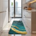 thumbnail image 4 of Teal and Gold Marble Wavy Veins Pattern Kitchen Rug Mat,Kitchen Runner Rugs Non Skid Washable,Decorative Kitchen Floor Mats for Kitchen,Sink,Laundry,17"x47.2", 4 of 7