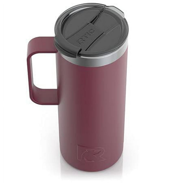 RTIC 20 oz Coffee Travel Mug with Lid and Handle, Stainless Steel Vacuum-Insulated  Mugs, Leak, Spill Proof, Hot Beverage and Cold, Portable Thermal Tumbler Cup  for Car, Camping, Maroon 