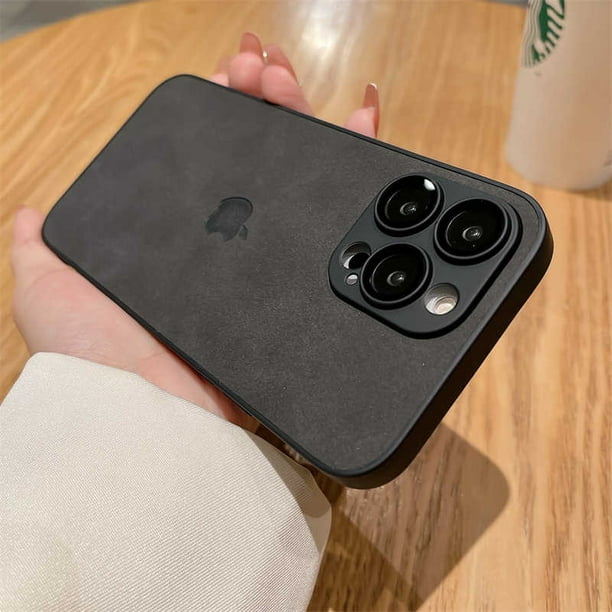 Funda De Piel De Cordero Mate A Prueba De Golpes De Lujo Para iPhone 13 12 11 14 Pro Max Con Protección De Lente