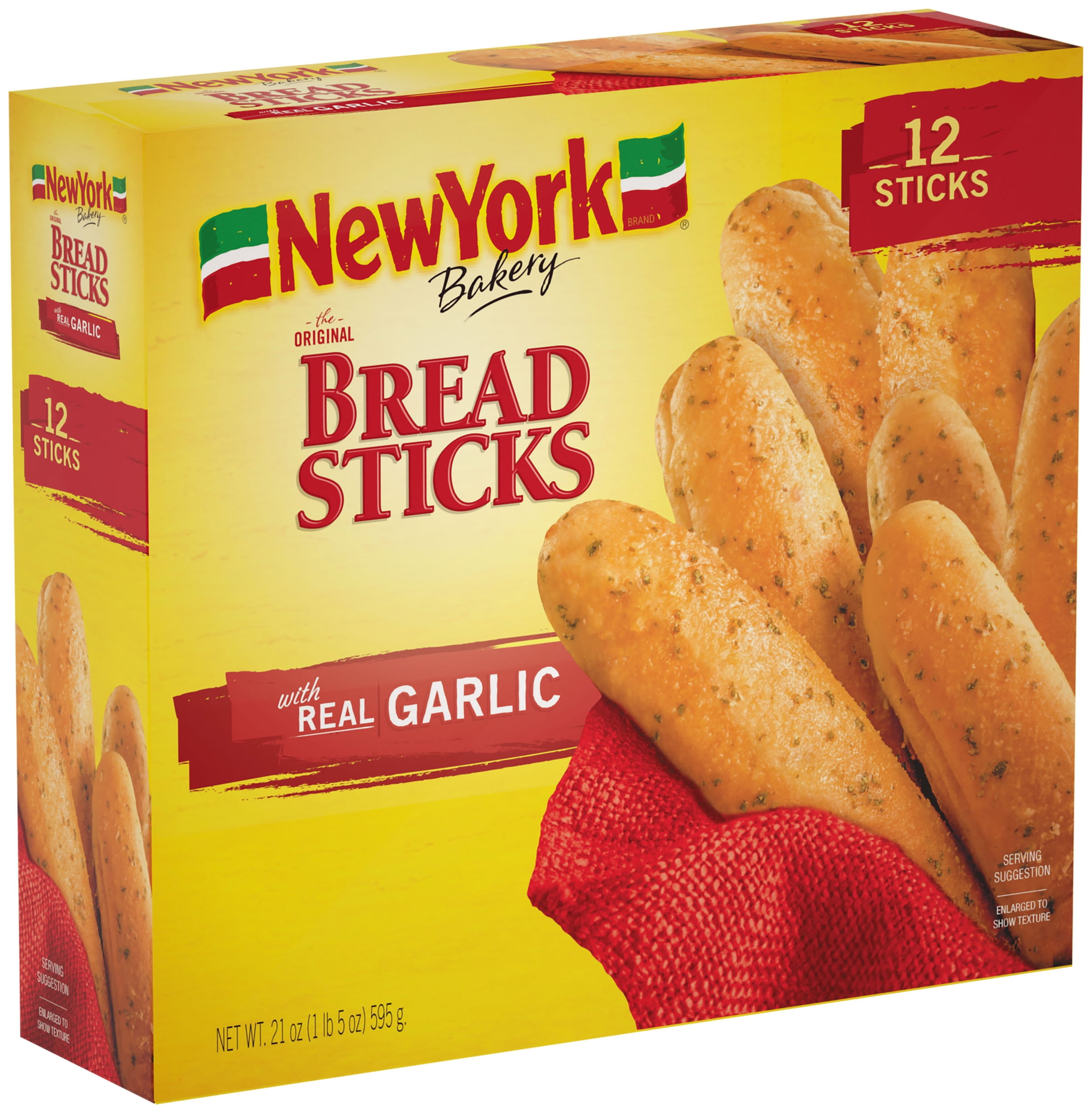 New York Bakery Real Garlic Breadsticks, 21 oz (12 Count), Frozen