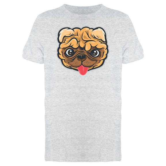 Cute Happy Pug Dog Head Tee Men's -Image by Shutterstock