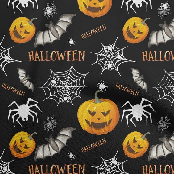 oneOone Polyester Spandex Black Fabric Halloween Craft Projects Decor Fabric Printed By The Yard 56 Inch Wide