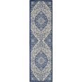 thumbnail image 1 of homeroots home decor 385624 2’ x 8’ Ivory and Blue Medallion Runner Rug, 1 of 1