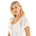 thumbnail image 2 of Alvivi Women's Lace Crochet Cardigan Ruffle Chiffon Short Sleeves Open Front Casual Bolero Shrugs White Large, 2 of 7