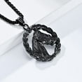 thumbnail image 3 of PAURO Horse Necklace for Men Stainless Steel Silver Black Gold Plated Circle Animal Pendant Personalized Statement Punk Vintage Cool Colorful Jewelry Black, 3 of 5