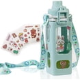 thumbnail image 1 of DabuLiu Kawaii Water Bottle for Kids Cute Water Bottles with Straw Portable Square Drinking Bottle, Leakproof Water Jug for Girls, 30 oz (Green-900ml), 1 of 7