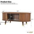 thumbnail image 2 of 42.5'' Oval Coffee Table with Charging Station, Wooden Center Table with Sliding Door and Hidden Storage for Living Room, Walnut, 2 of 7