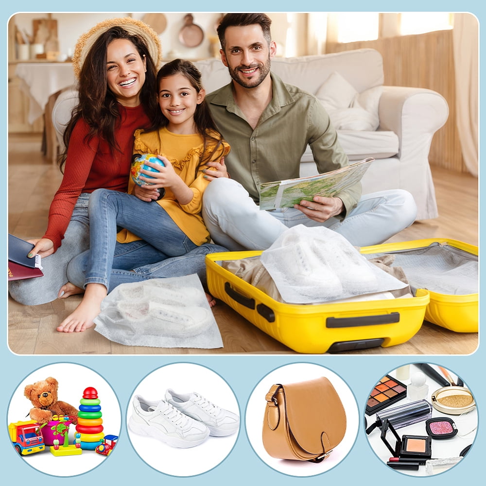 400Pcs Non-woven Fabric Shoes Storage Bags Portable Travel Dustproof Clothes Organizer Pouches Rectangle White 36x31x0.03cm 50pcs/bag for making