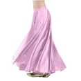 thumbnail image 2 of Women's Satin Maxi Skirts Dressy Casual Elastic High Waisted Fit and Flare Flowy A Line Long Skirts Party Outfits (One Size, Pink), 2 of 4
