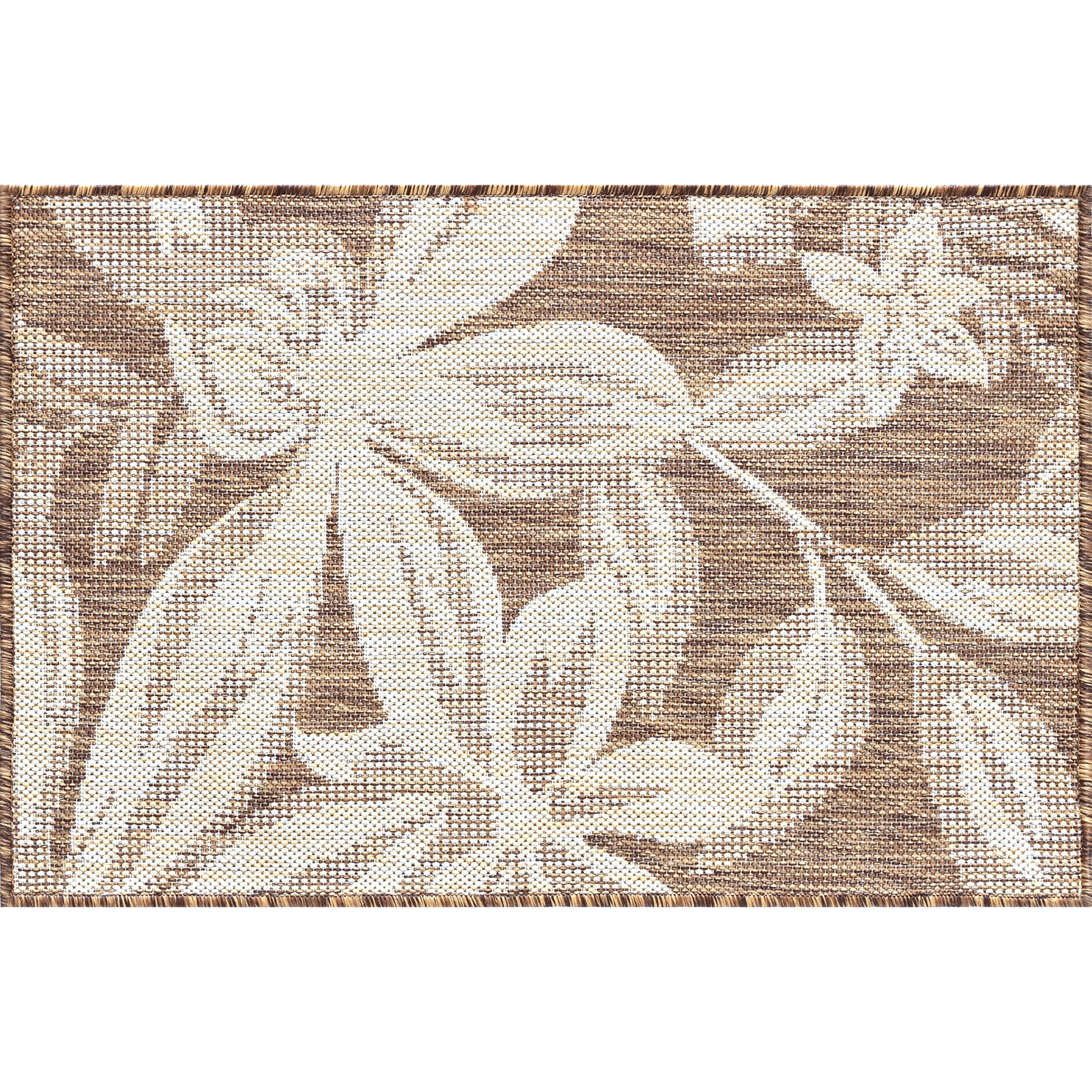 2x3 Water Resistant, Small Indoor Outdoor Rugs for Patios, Front Door Entry, Entryway, Deck, Porch, Balcony | Outside Area Rug for Patio | Brown, Floral | Size: 2' x 3'