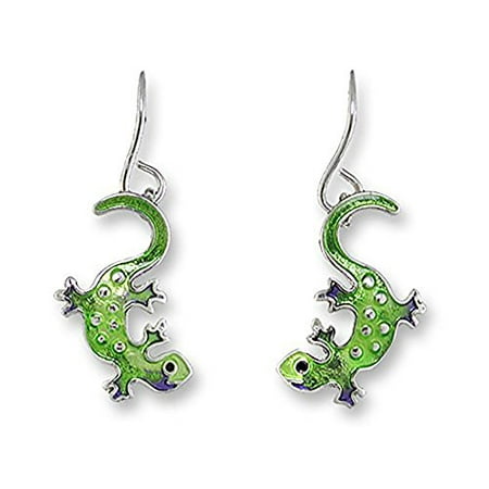 Plated Gecko - Paul Brent Silver Plated Little Gecko Dangle Earrings 21-46-Z1