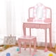 thumbnail image 1 of Lighted mirror para niños vanity-little girls' makeup mesa y stool con tri-fold mirror cajón y almacenamiento grid para 3-9 year-old girls in rosa, 1 of 6