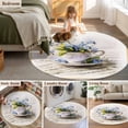 thumbnail image 5 of Round Area Rug 4 Ft, Spring Blue Flowers Washable Non-Slip Circle Carpet for Living Room/Bedroom, Retro Tea Cup Phrases Country Low-Profile Crawling Mats Collection Rugs for Indoor, 5 of 8