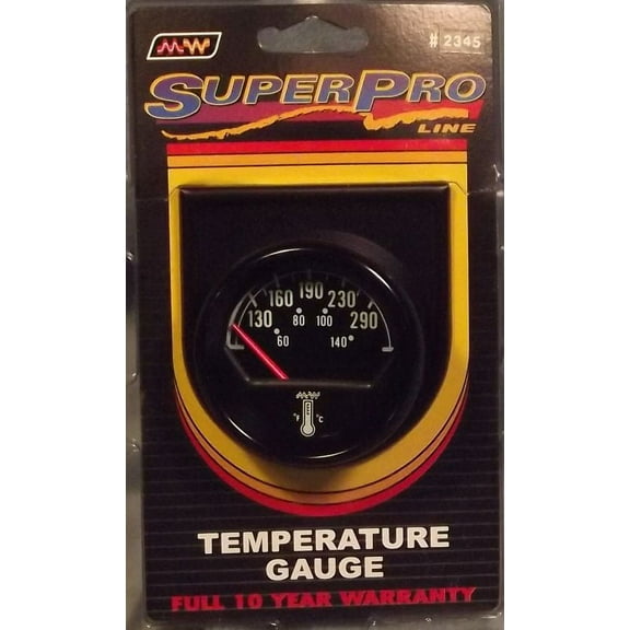 Super Pro 2 Inch Black / Black Bezel Electrical Temperature Gauge #2345
