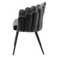 thumbnail image 5 of Side Dining Chair, Set of 2, Black Grey Gray, Velvet, Modern Contemporary, Kitchen Room Cafe Bistro Restaurant Hospitality, 5 of 9