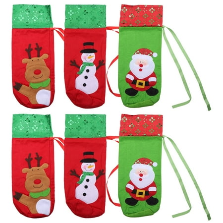 

TOYMYTOY 6Pcs Xmas Themed Wine Bags Wear-resistant Wine Storage Bags Xmas Party Wine Bottle Covers