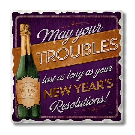 

CounterArt Single Absorbent Stone Tumbled Tile Coaster New Year s Resolution