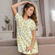 thumbnail image 3 of Balery Yellow Lemon Leaves Camisón de manga corta con cuello redondo para mujer, cómodo y elegante., 3 of 6