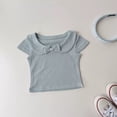 thumbnail image 2 of Landzoo Girls Back To School Tees Solid Color Short Sleeve Crew Neck Autumn After School Play Girls T-Shirt, 2 of 3