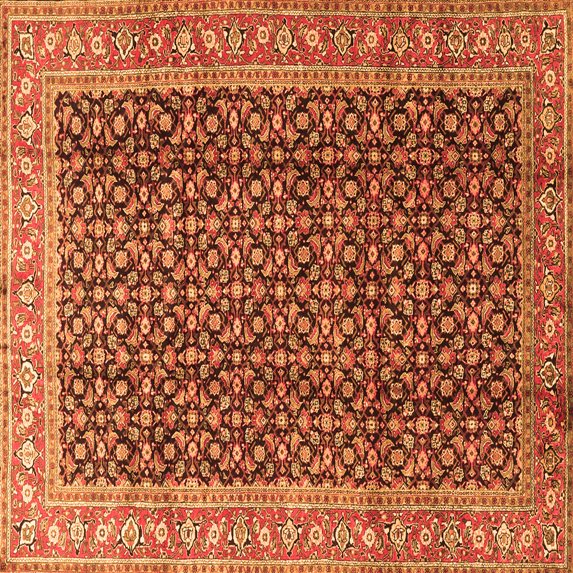 Ahgly Company Indoor Square Persian Orange Traditional Area Rugs, 6' Square