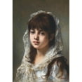 thumbnail image 2 of Alexei Harlamoff 14x18 Gold Ornate Wood Frame and Double Matted Museum Art Print Titled - Portrait of a Young Girl Wearing a White Veil, 2 of 4