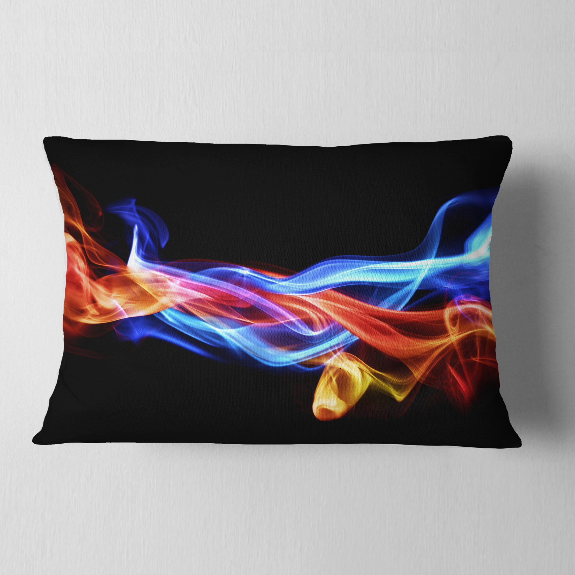 Designart Fire and Ice Design Abstract - Abstract Throw Pillow - 12x20