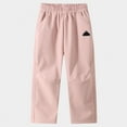 thumbnail image 2 of FINALGANG New Pants For Girls Solid Color Labeling Elastic Waistband Sweatpants Straight Leg Trousers With Pockets For 4-18 Years Relaxed Fit Soft Daily Wear, 2 of 3