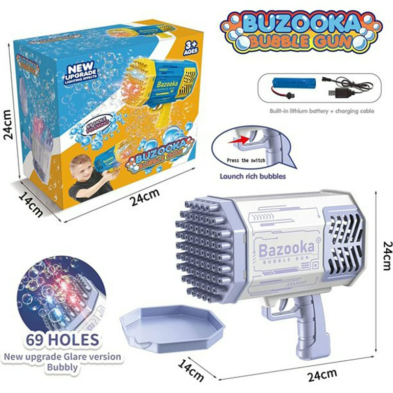 Bubble Machine 2 Pack Mini Bubble Gun for Toddlers,40 Holes Bubble Maker  Blower Toys with Lights,3000+ Bubbles Per Minute Bubble Toys for Boys Girls