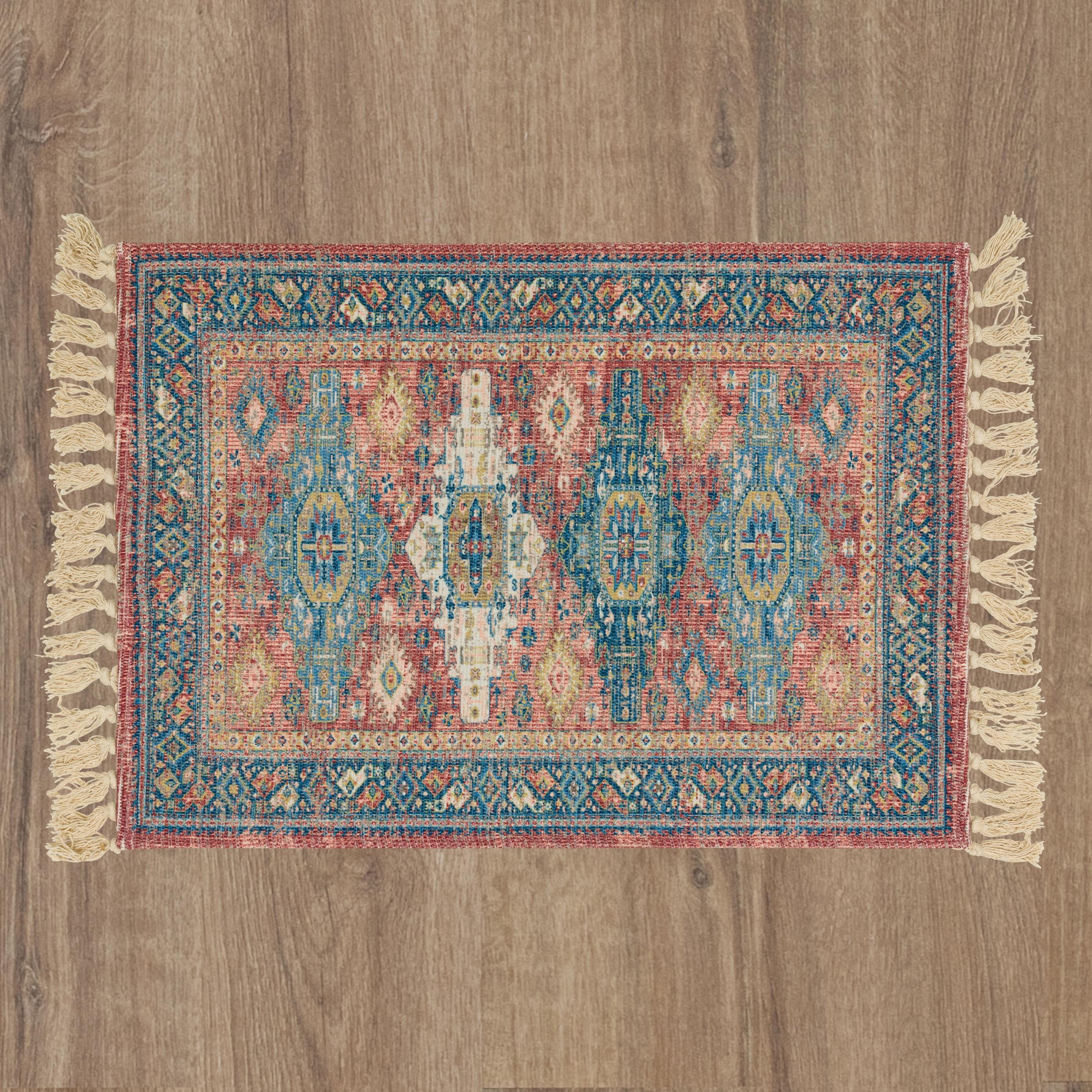 Mainstays VINTAGE Traditional Persian Medallion Distressed Rust Red ...